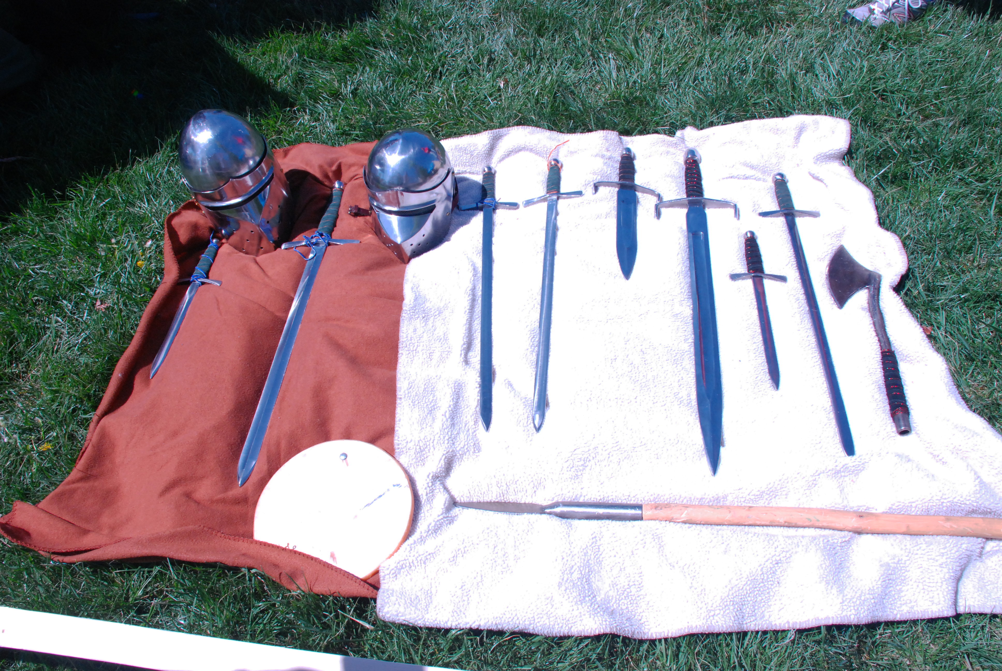 Photo of weapons and helms